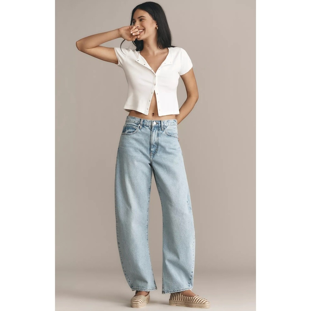 NWT Frame The Bubble Jeans Size 32 High Rise Tapered‎ Barrel Leg